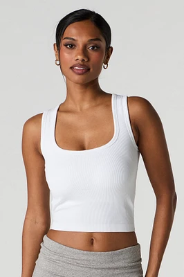 Seamless Ribbed Square Neck Tank with Built-In Cups