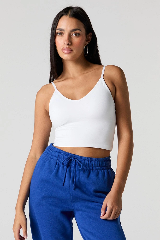 Seamless V-Neck Cami with Built-In Bra Cups