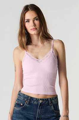 Camisole côtelée sans couture avec encolure en V