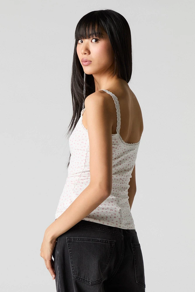 Camisole avec liséré de dentelle et encolure en V