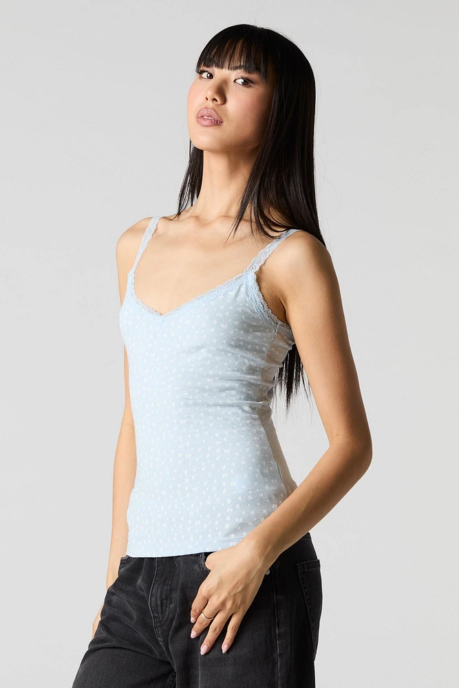 Camisole avec liséré de dentelle et encolure en V