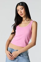 Camisole côtelée écourtée à encolure ronde