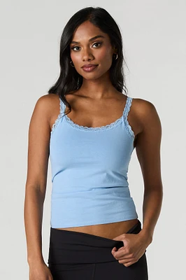 Scoop Neck Lace Trim Tank
