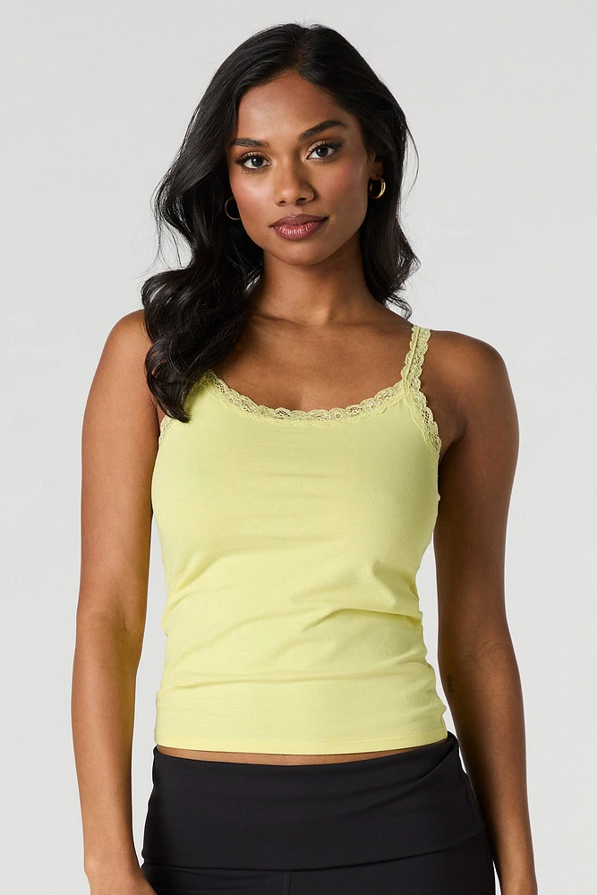 Scoop Neck Lace Trim Tank