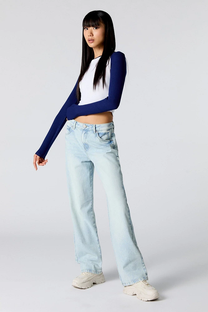 Light Wash Straight Leg Jean