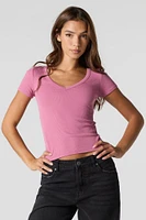 Ribbed V-Neck T-Shirt
