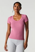 Ribbed Scoop Neck T-Shirt