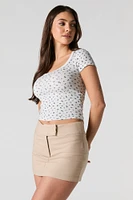 Ribbed Scoop Square Neck Short Sleeve Top