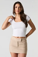 Ribbed Scoop Square Neck Short Sleeve Top