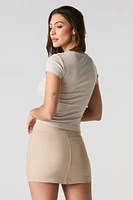 Ribbed Scoop Square Neck Short Sleeve Top