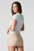 Ribbed Scoop Square Neck Short Sleeve Top