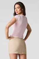 Ribbed Scoop Square Neck Short Sleeve Top