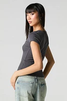 T-shirt côtelé à col en V
