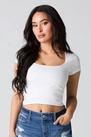 Square Neck Short Sleeve Crop Top