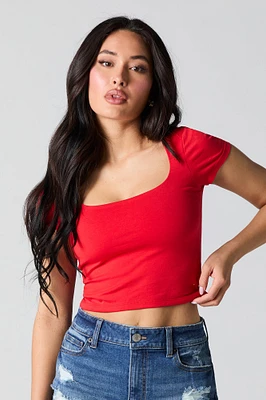 Square Neck Short Sleeve Crop Top