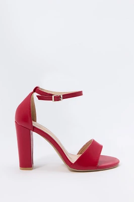 Faux Leather Open Toe Heel