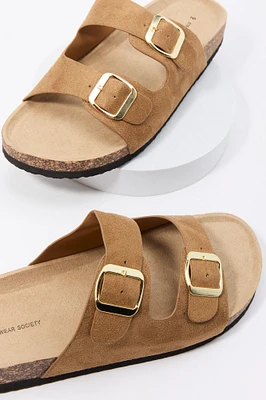 Mules avec semelles en liège et boucle