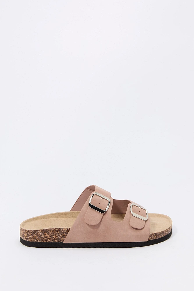 Mules avec semelles en liège et boucle