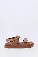 Faux Leather Velcro Strap Sandal