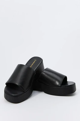 Faux Leather Platform Sandal