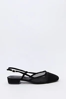 Mesh & Faux Suede Slingback Flat