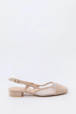 Souliers plats à enfiler en filet et similisuède