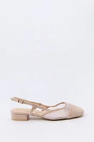Souliers plats à enfiler en filet et similisuède