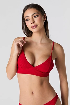 Haut de bikini triangulaire côtel