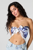 Écharpe en satin fleurie