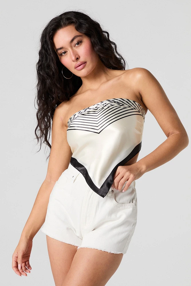 charpe en satin avec bordure imprimée