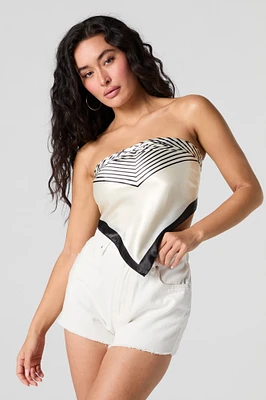 charpe en satin avec bordure imprimée