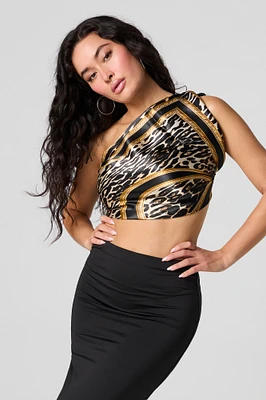Cheetah Chain Link Print Satin Multiway Scarf