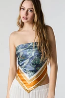 charpe multifaçons en satin avec bordure à motif cachemire