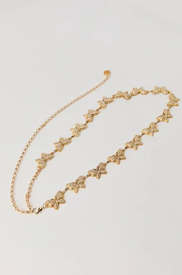 Rhinestone Butterfly Chain Belt