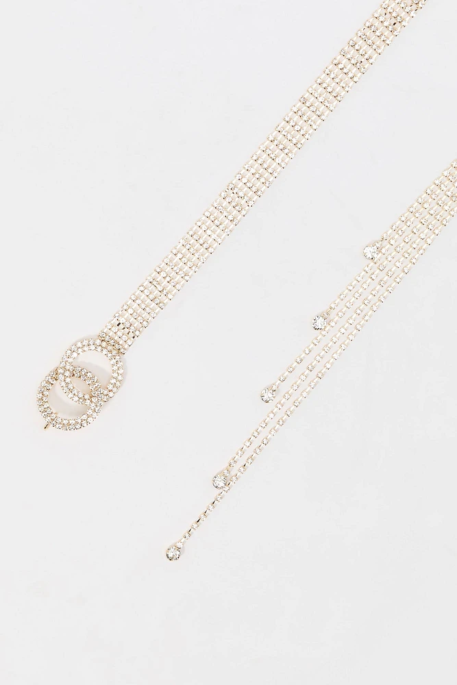 Rhinestone Circle Buckle Belt