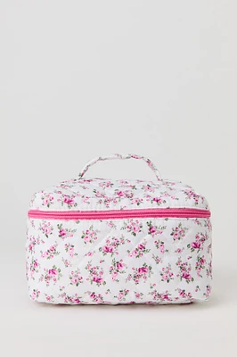 Grande trousse de maquillage matelassée fleurie