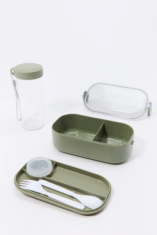 Lunch Box & Water Bottle Set (4 Pcs)