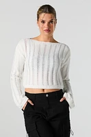Open Knit Boat Neck Sweater