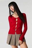 Ribbed Knit Keyhole Sweater