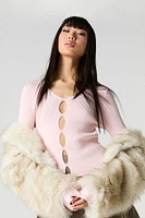 Ribbed Knit Keyhole Sweater