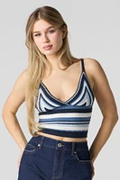 Cami crochetée à col rayé en V