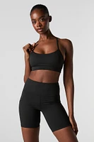 Solid Sports Bra with Built-In Cups