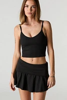 Active Foldover Waist Mini Skort with Pockets