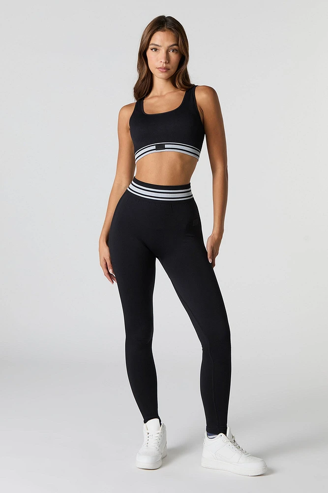 Legging Sommer Ray Active sans couture avec bande de taille rayée