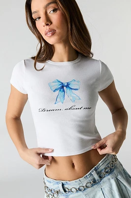 Petit t-shirt côtelé à imprimé Dream About Me