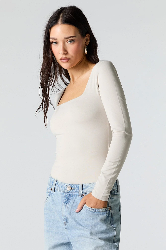 Contour Square Neck Long Sleeve Bodysuit