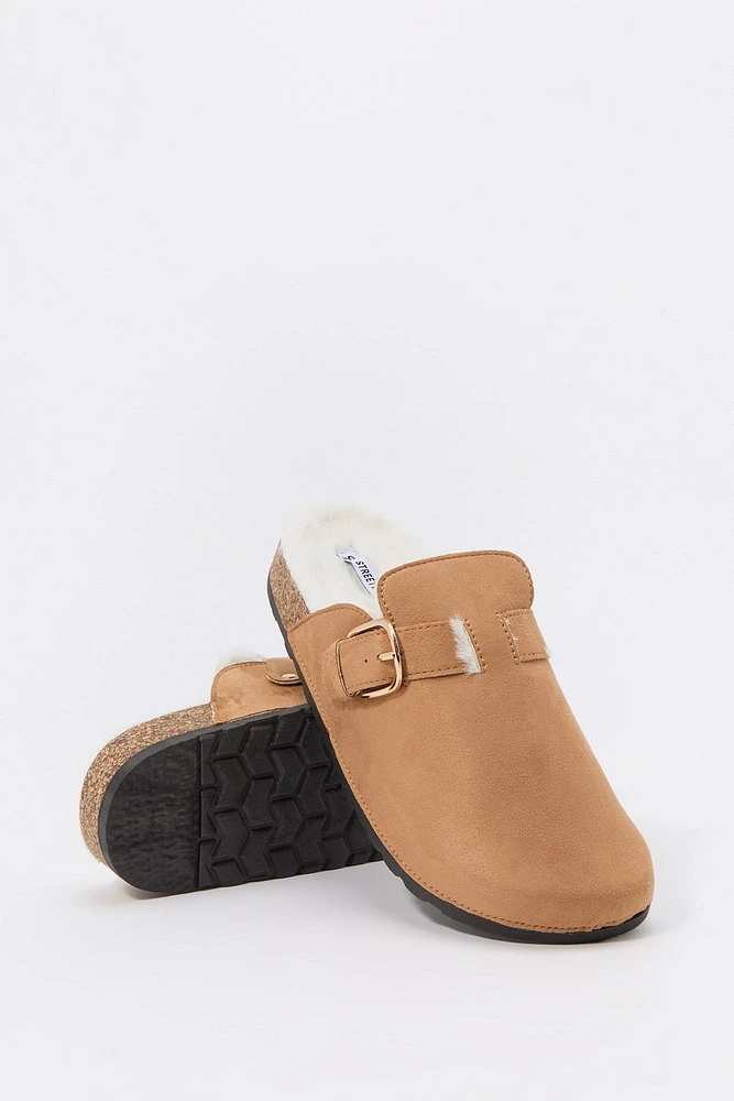 Mules à enfiler doublées de similifourrure