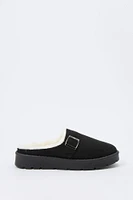 Pantoufles-bottines avec boucle doublées de similifourrure