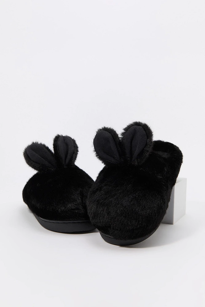 Pantoufles en similifourrure à imprimé Lapin