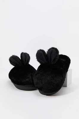 Pantoufles en similifourrure à imprimé Lapin